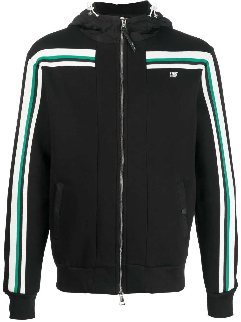 

PMD stripe-detail zip-up hoodie - Black