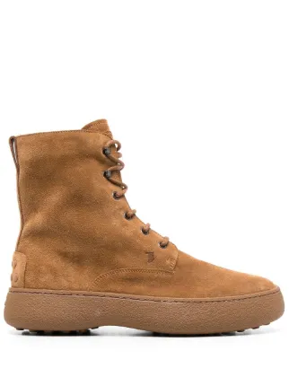 Tod s lace up Suede Boots Brown FARFETCH BN
