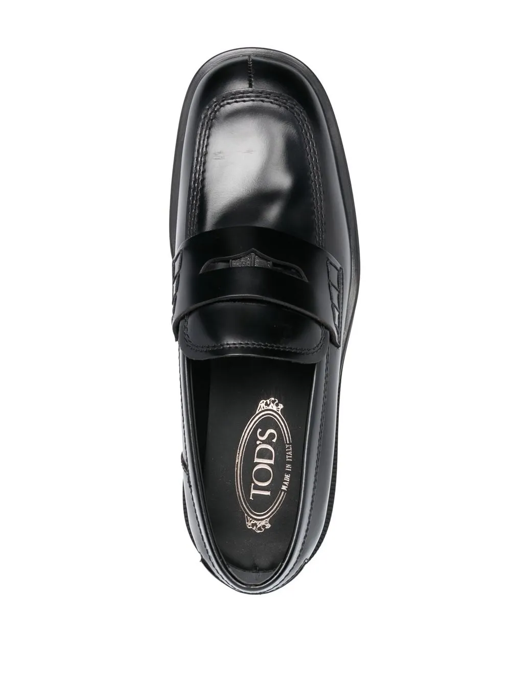 Tod's square-toe leather loafers Black