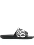 Versace Jeans Couture logo-print pool slides - Black