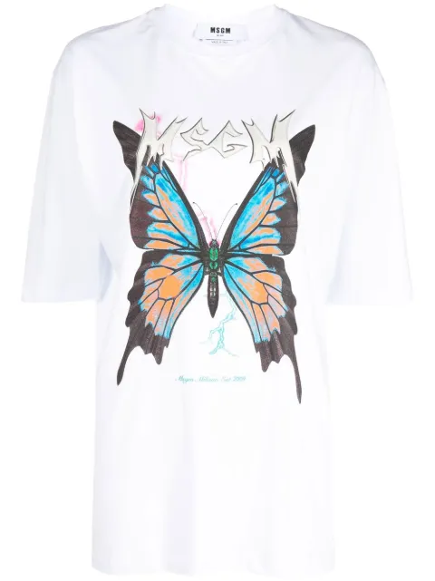 MSGM playera con mariposas estampadas