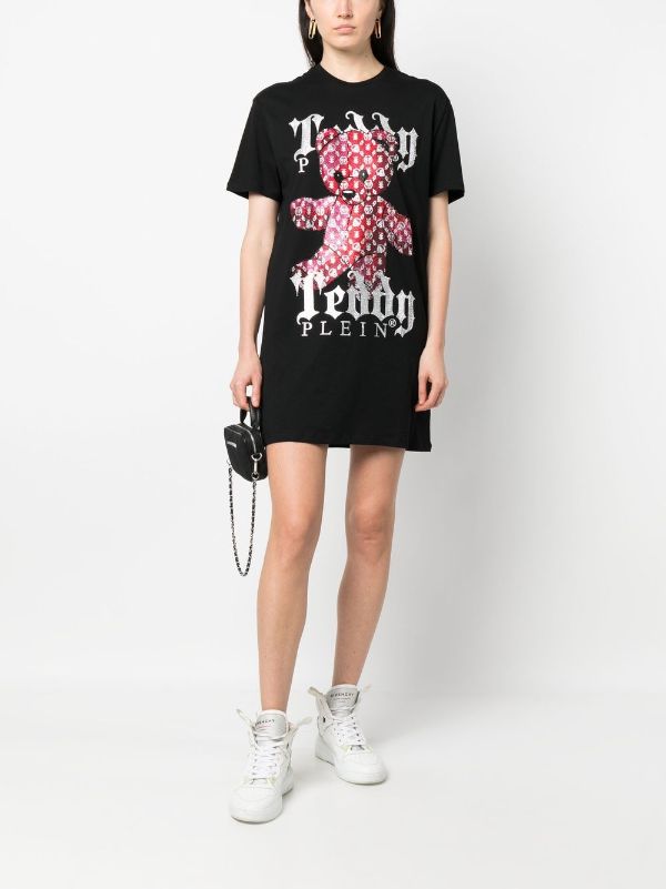 Philipp Plein Teddy-Bear Crystal T-Shirt Dress