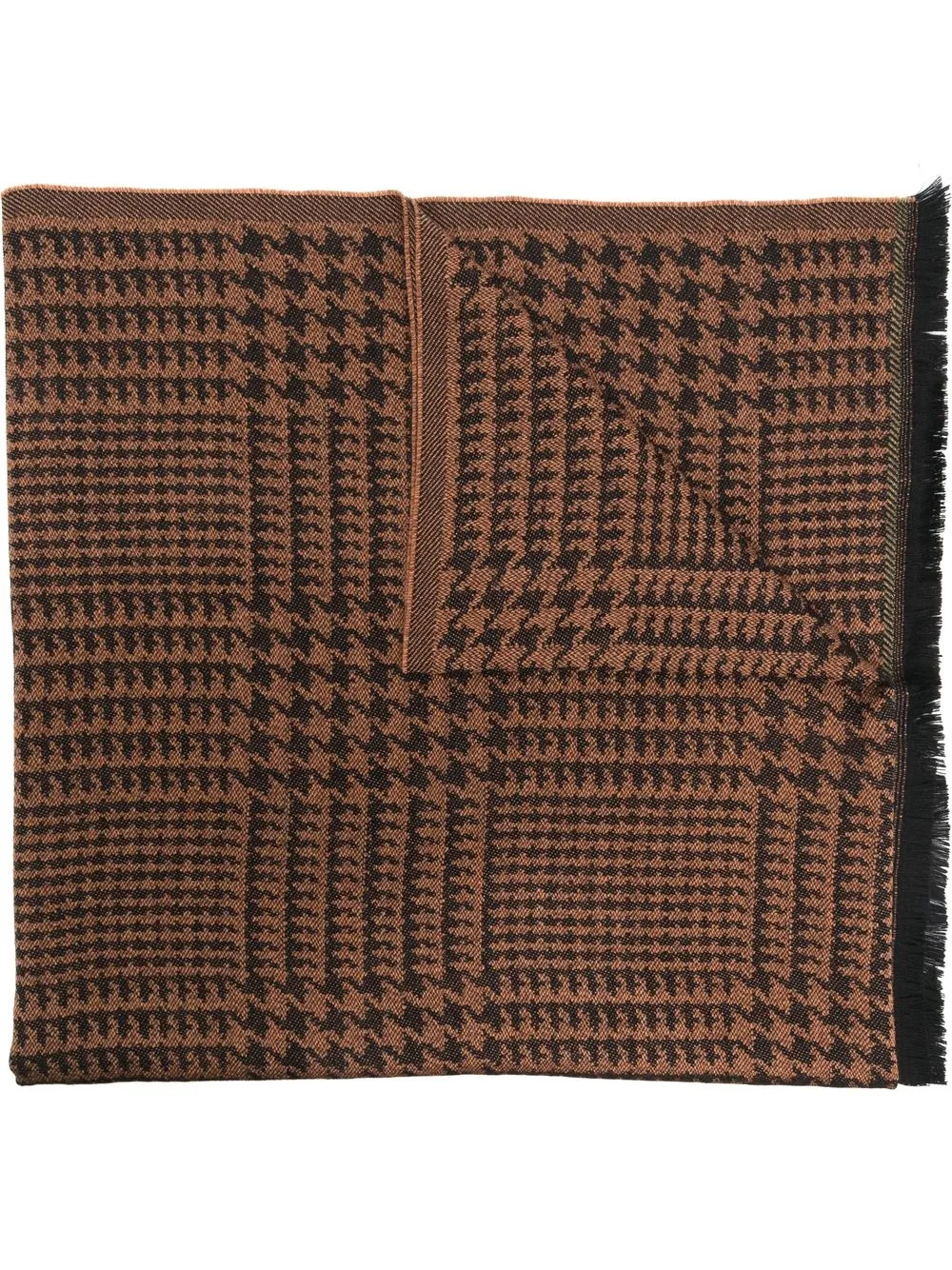 

Kiton houndstooth wool scarf - Brown