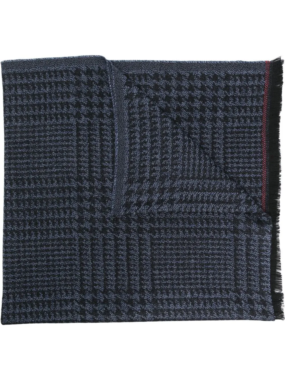 

Kiton houndstooth wool scarf - Blue