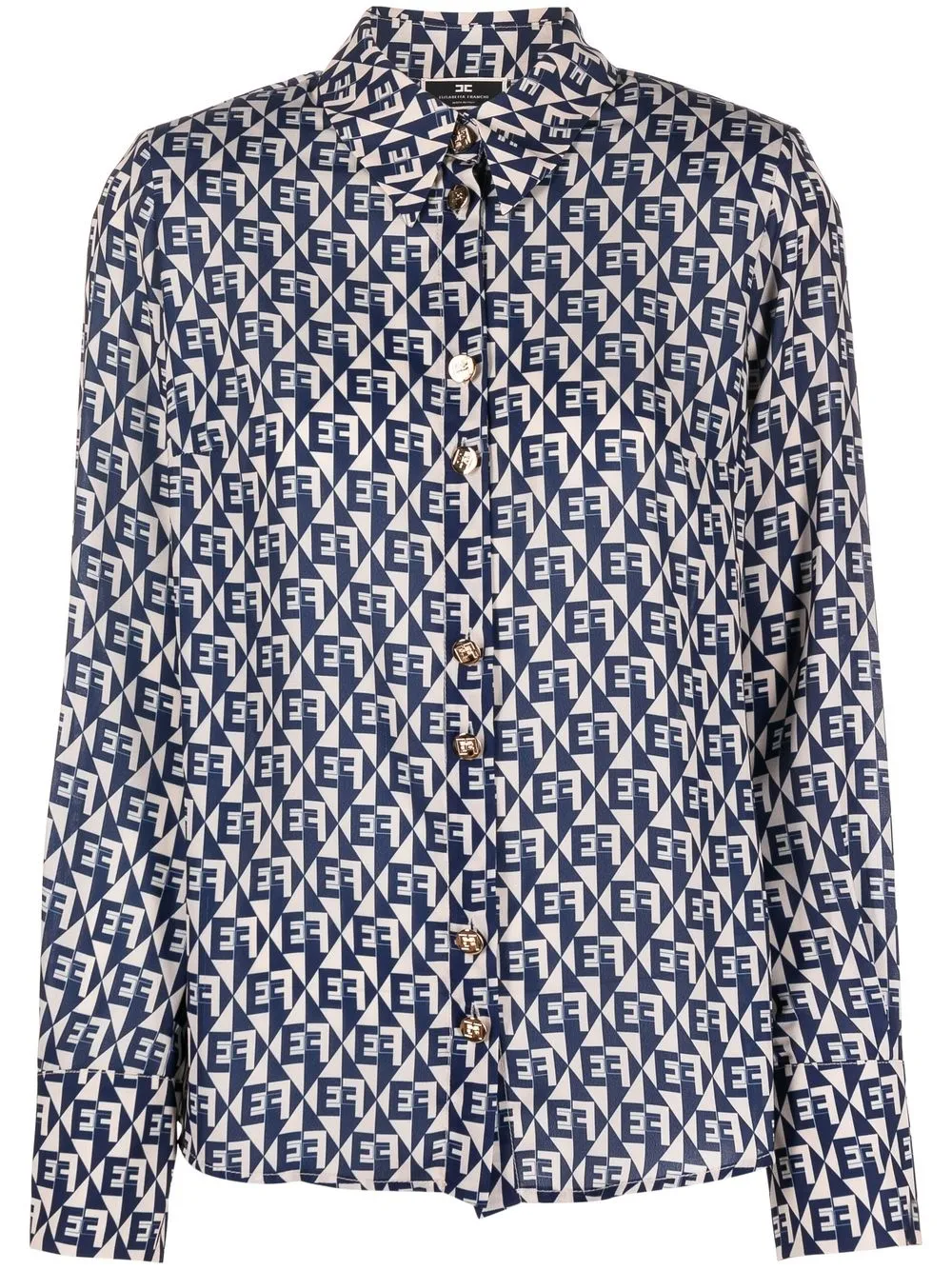 

Elisabetta Franchi monogram pattern button-up shirt - Azul