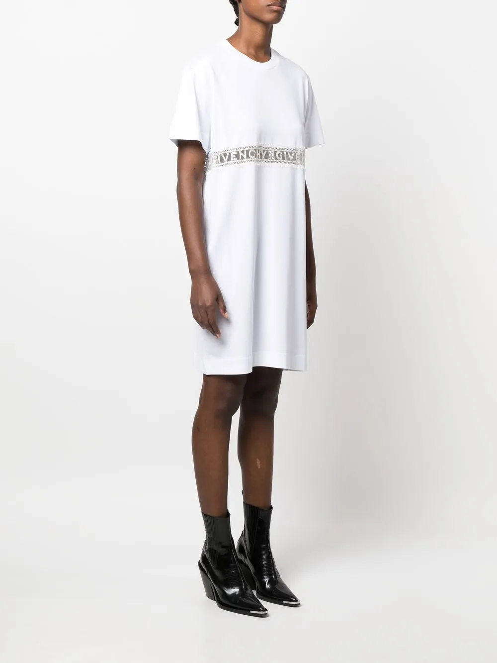  Givenchy Logo Embroidered Shift Dress - White 