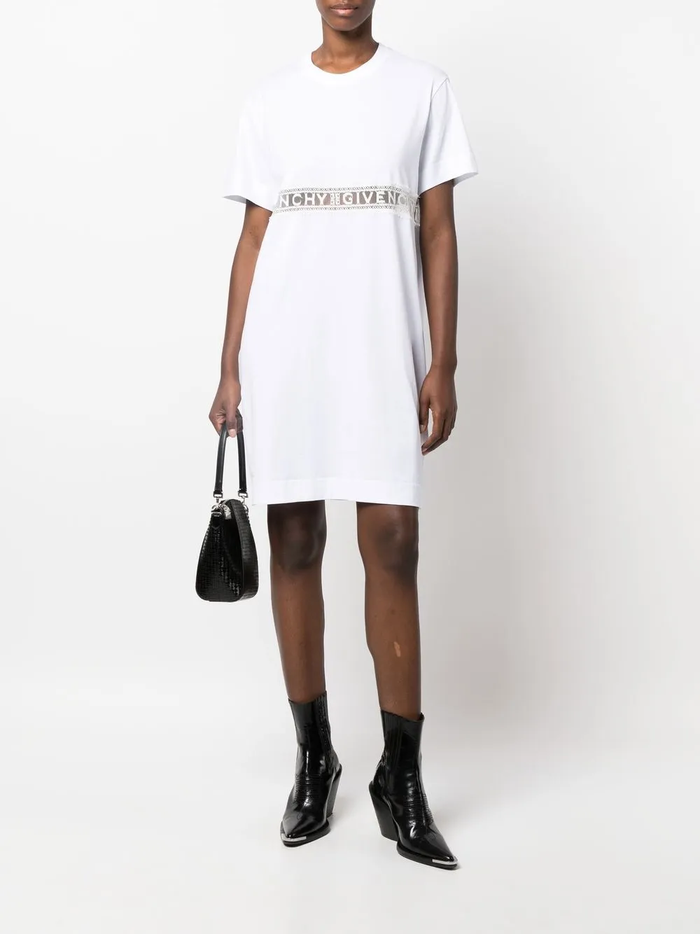  Givenchy Logo Embroidered Shift Dress - White 