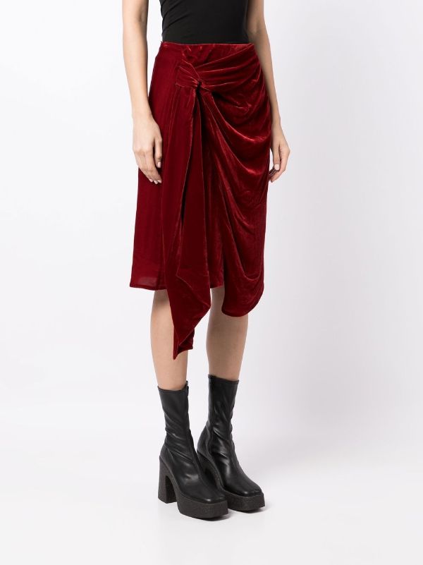 Velvet wrap hotsell midi skirt