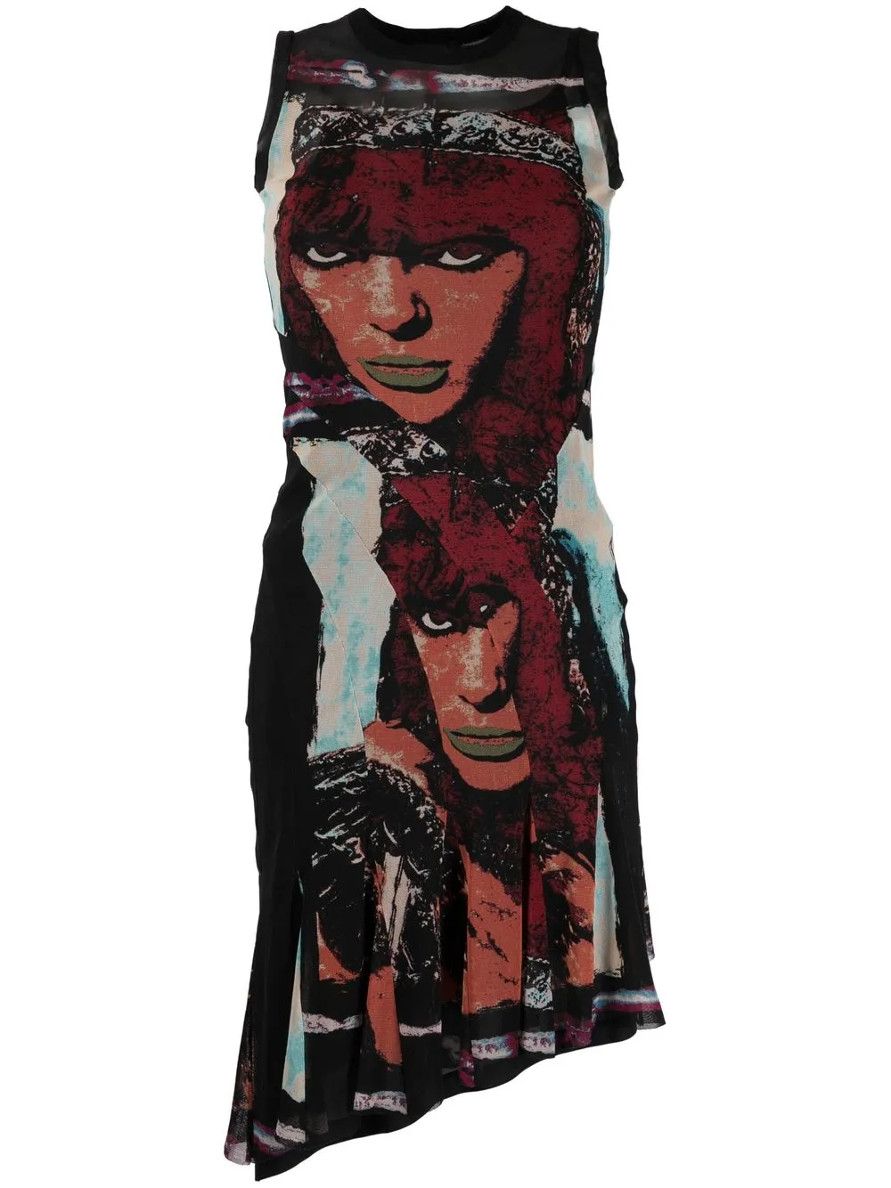 

Jean Paul Gaultier Pre-Owned 1990s graphic-print asymmetric sleeveless dress - Black