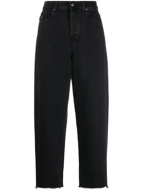 frayed-hem straight jeans