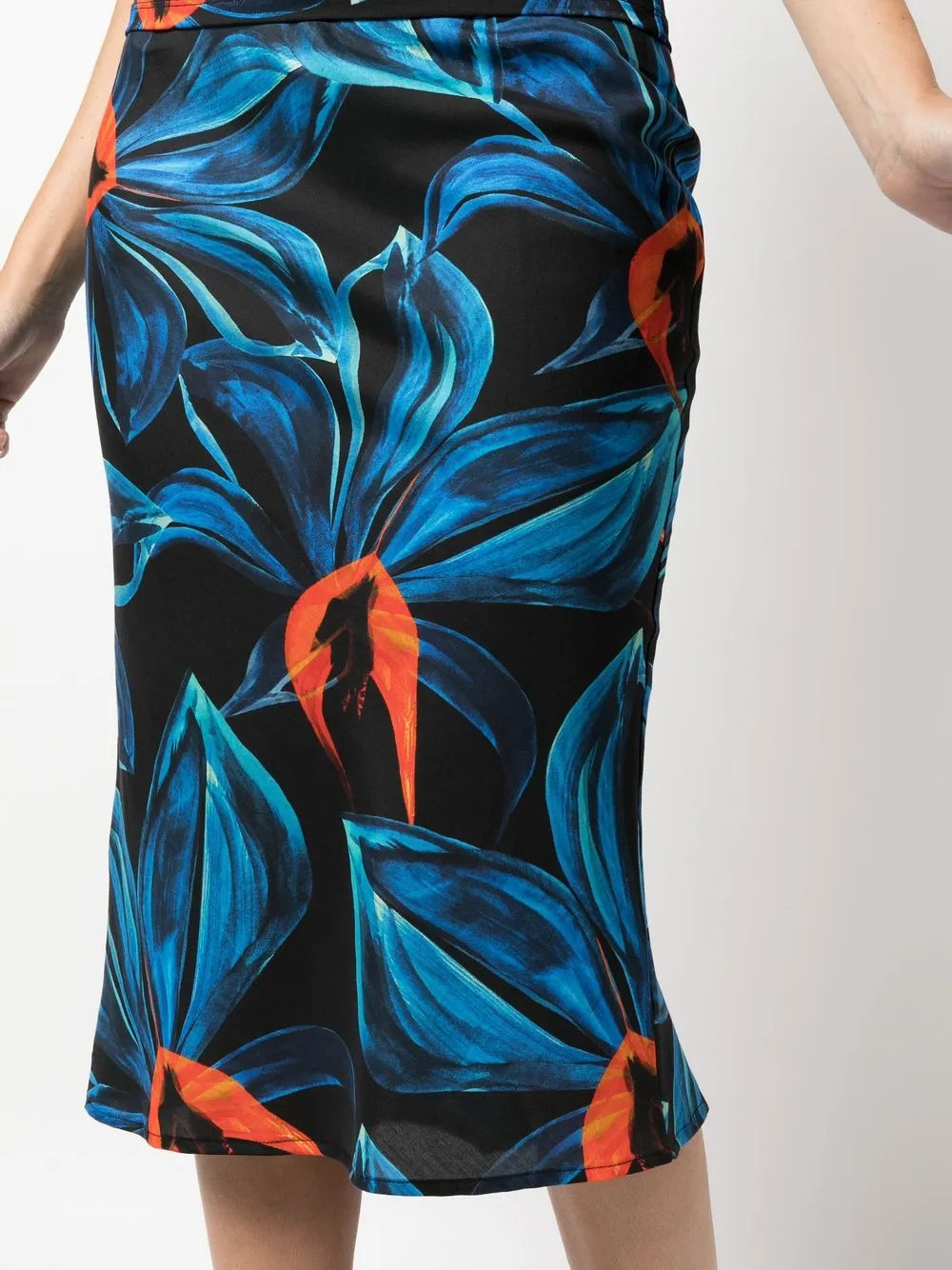 LOUISA BALLOU BIAS ORCHID-PRINT MIDI SKIRT 