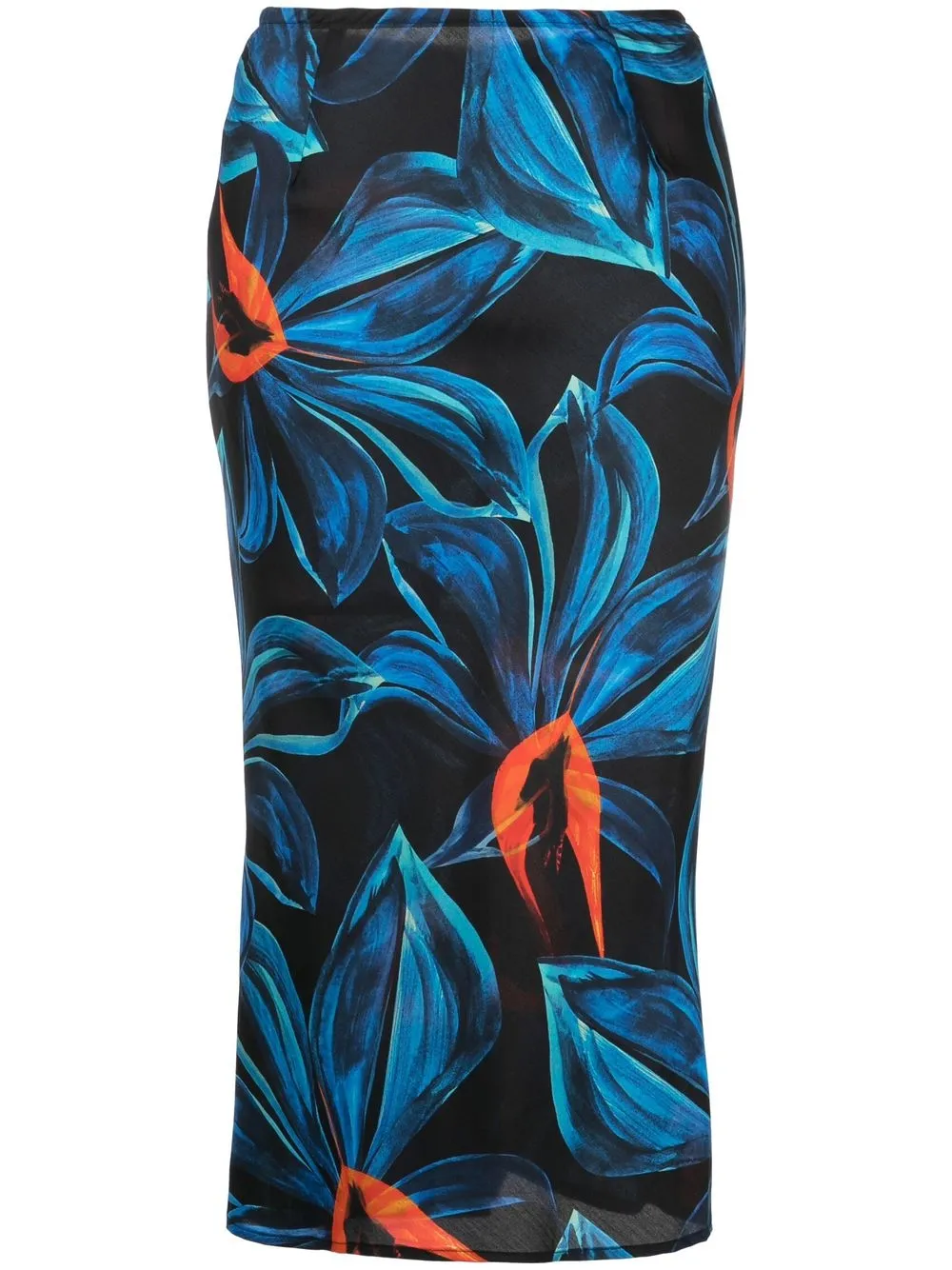 

Louisa Ballou Bias orchid-print midi skirt - Black