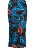 Louisa Ballou Bias orchid-print midi skirt - Black