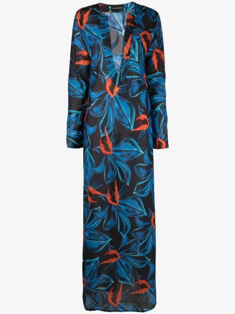 Louisa Ballou vestido con estampado abstracto