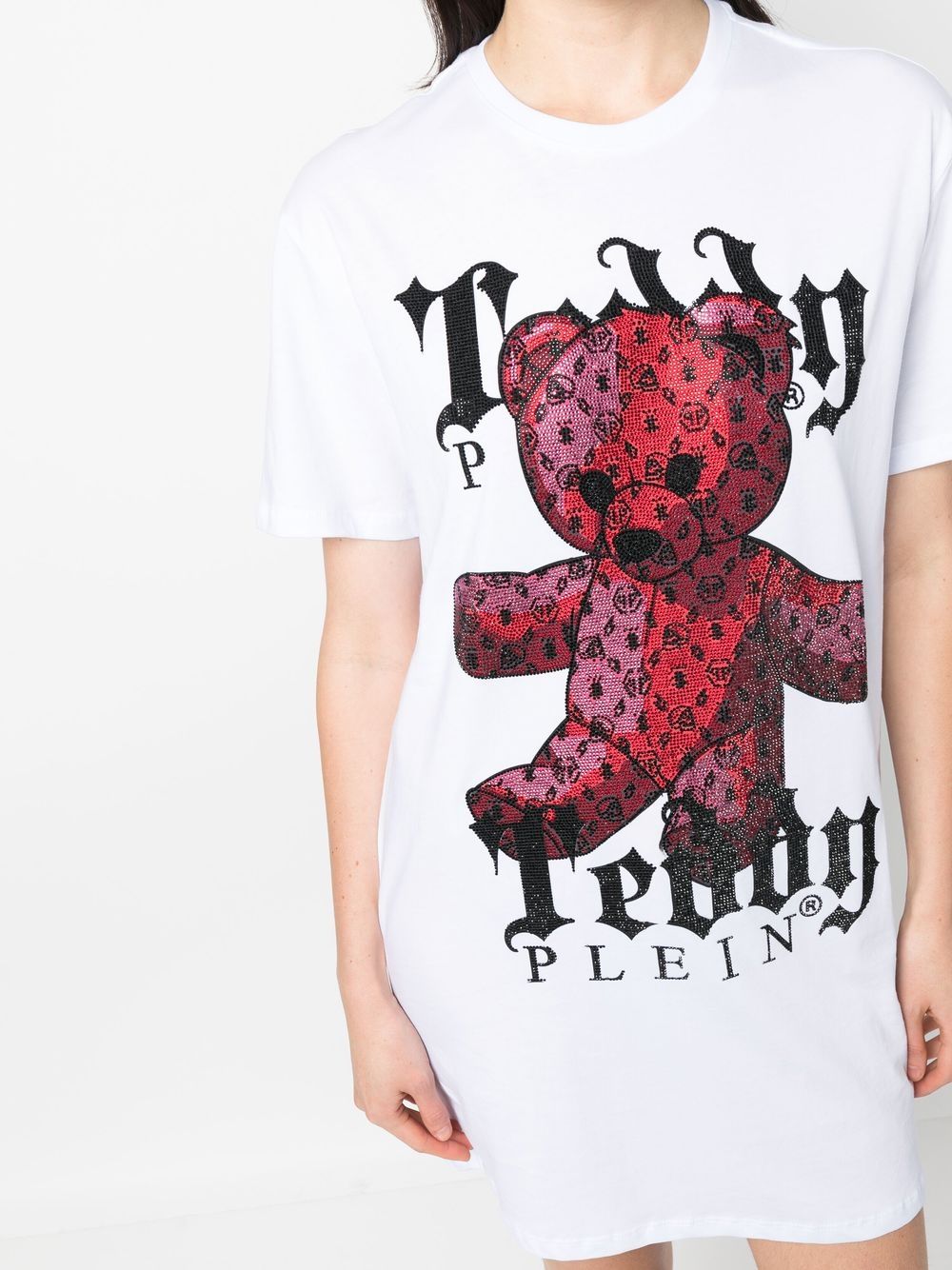 TEDDY BEAR 晶饰T恤式连衣裙