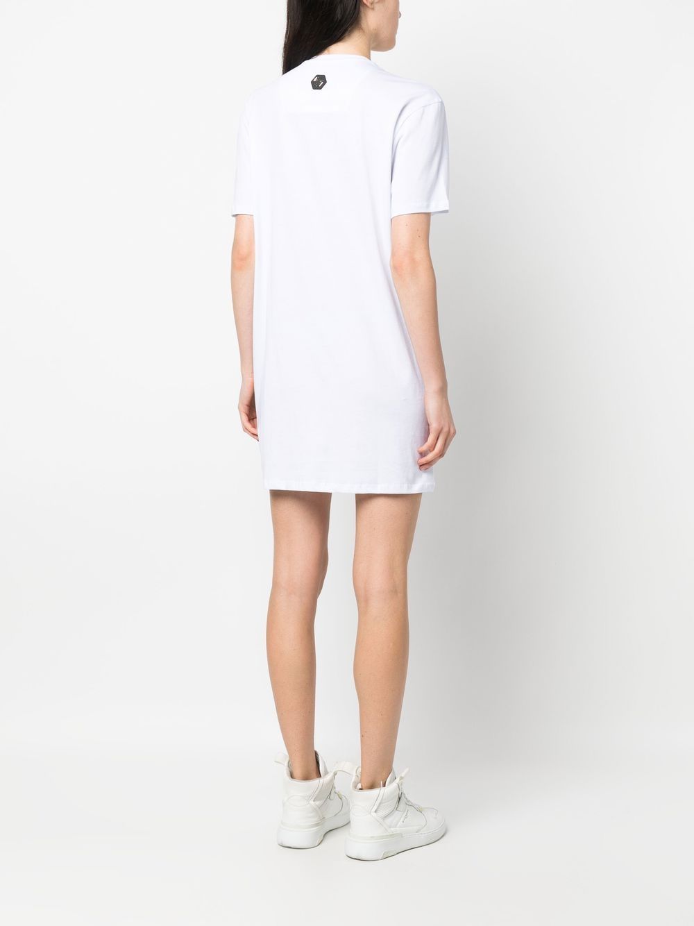 Shop Philipp Plein Teddy Plein Crystal-embellished T-shirt Dress In White