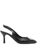 Philipp Plein hexagonal-detail leather slingbacks - Black