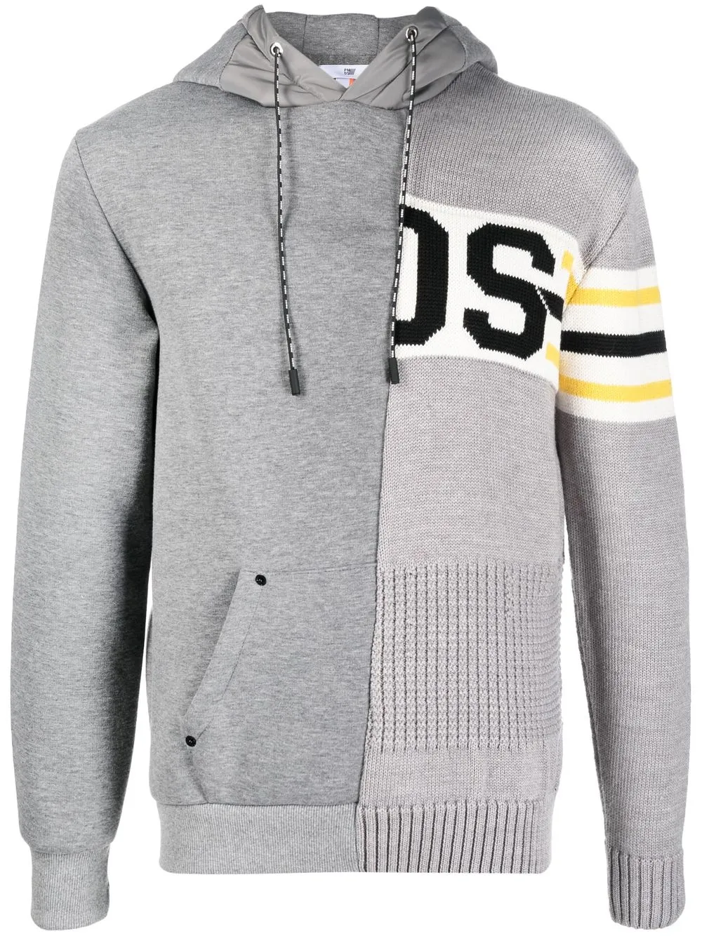 

PMD knitted-panel long-sleeved hoodie - Grey