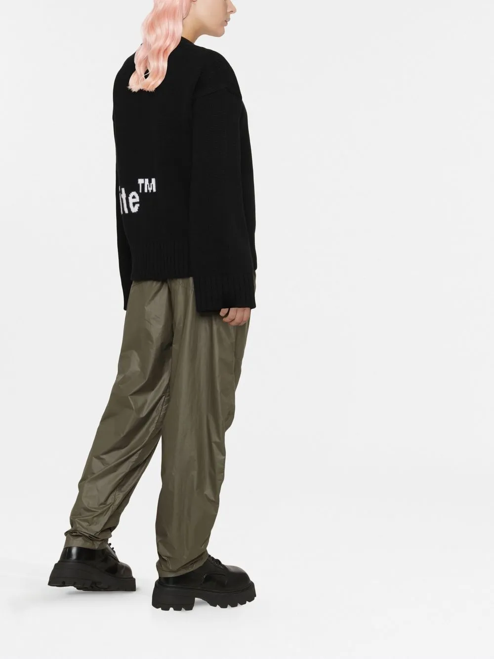  Off White Intarsien Cardigan Mit Logo   Schwarz 