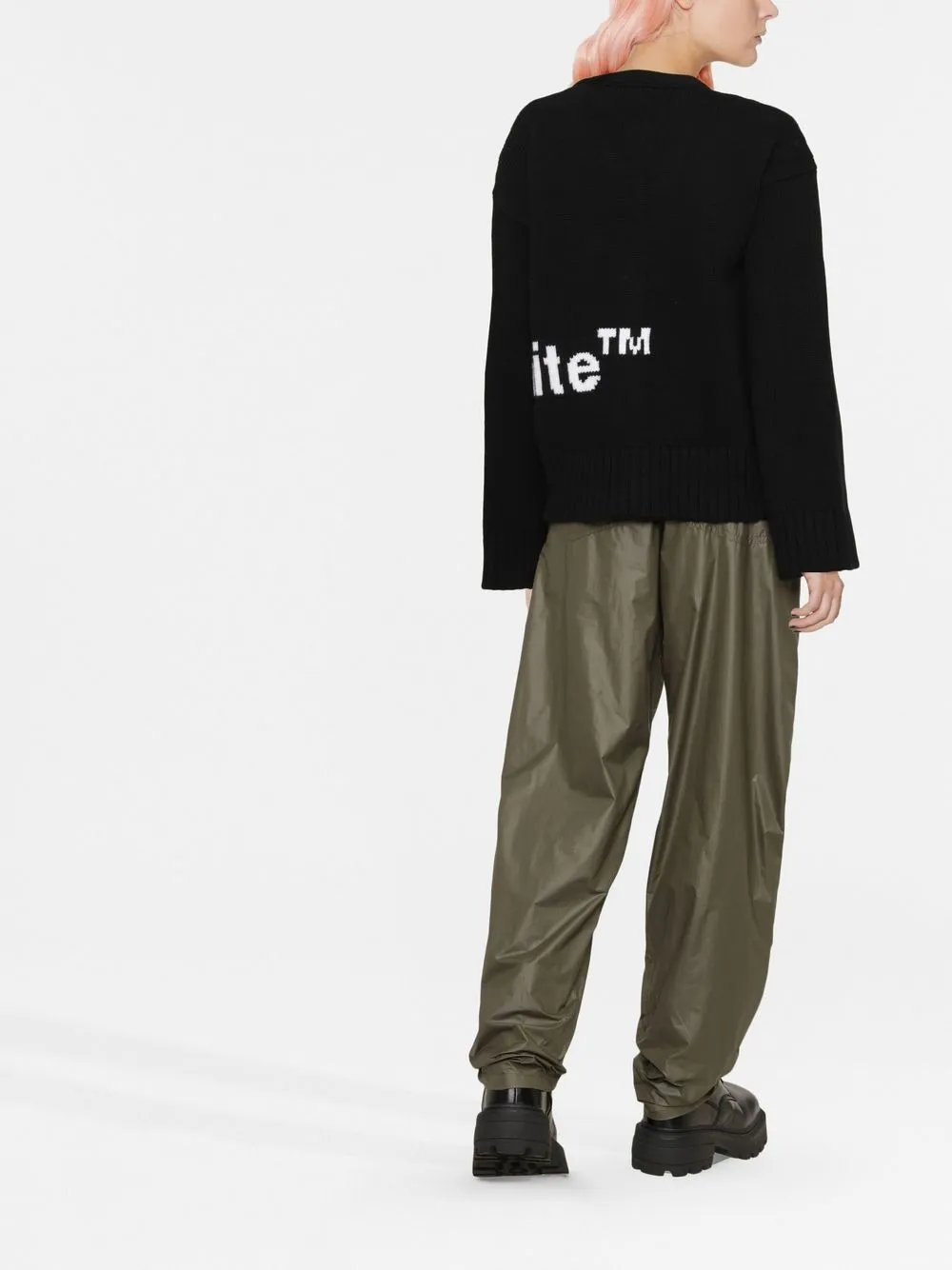 Off-White Logo-intarsia Knit Cardigan in Black, view 4