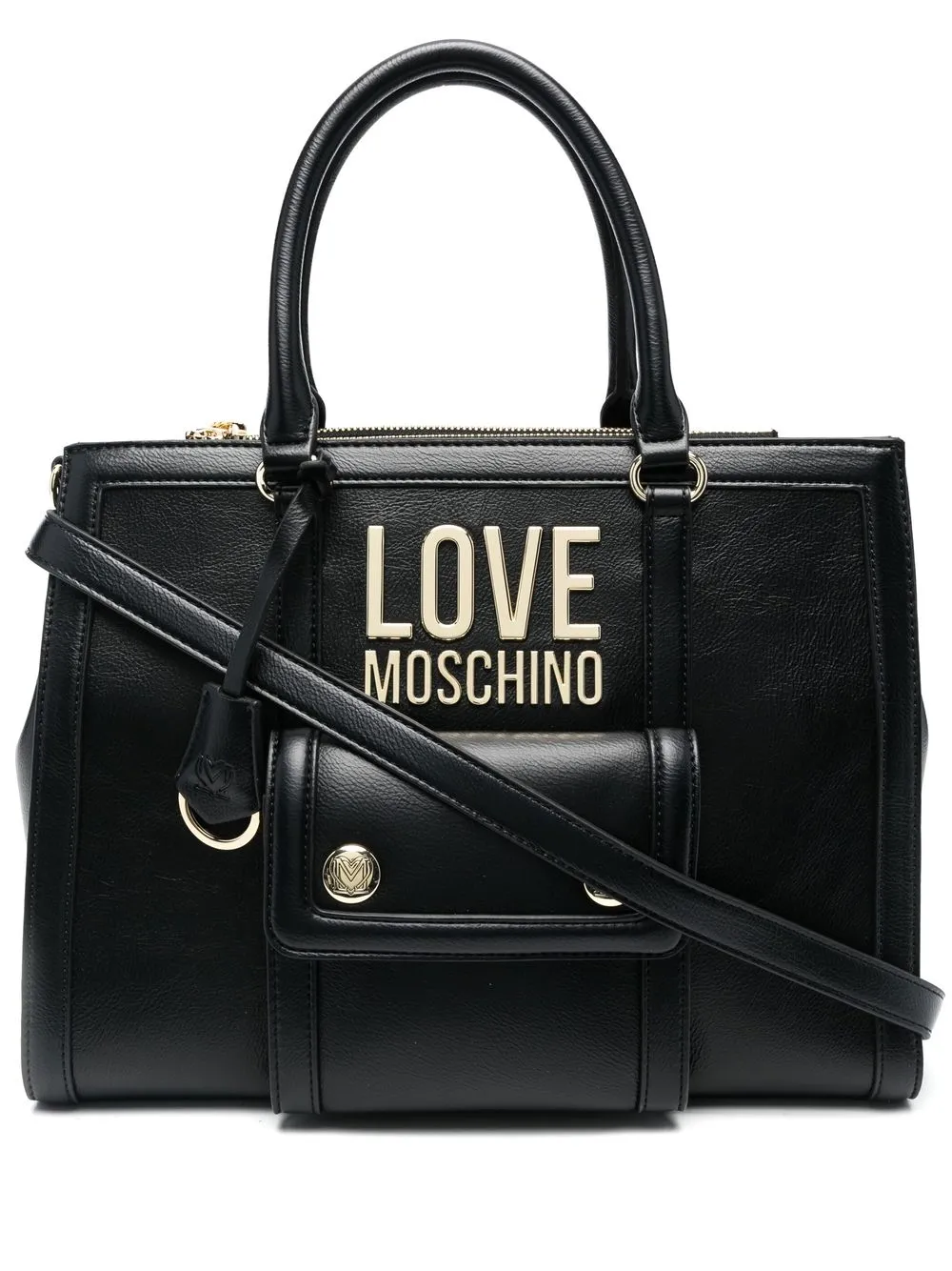 

Love Moschino tote con placa del logo - Negro