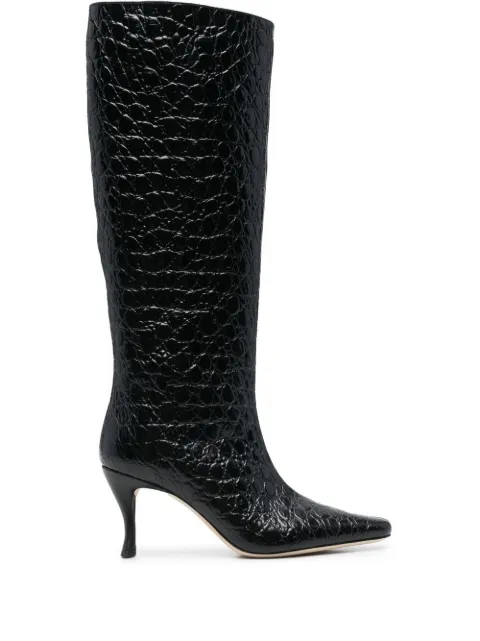 90mm crocodile-embossed knee-length boots