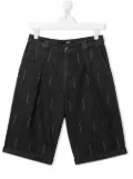 Balmain Kids TEEN logo-print denim shorts - Black