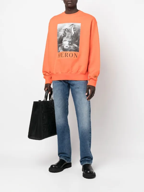 Heron Preston logo-print long-sleeved Jumper | Orange | FARFETCH