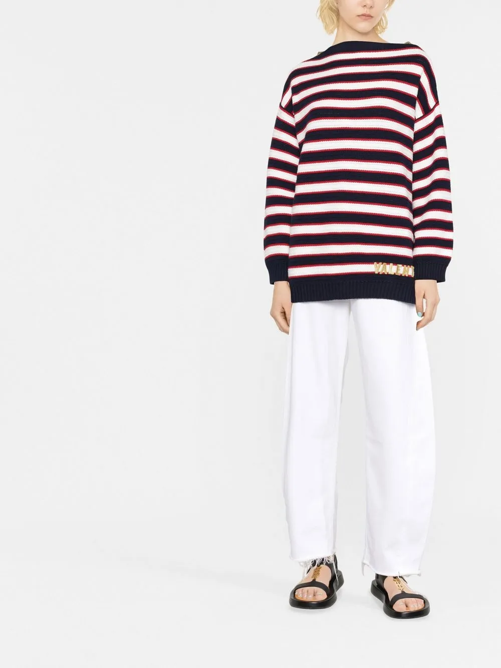 Valentino Garavani logo-embroidered striped jumper | Knitted Sweaters | Image 2