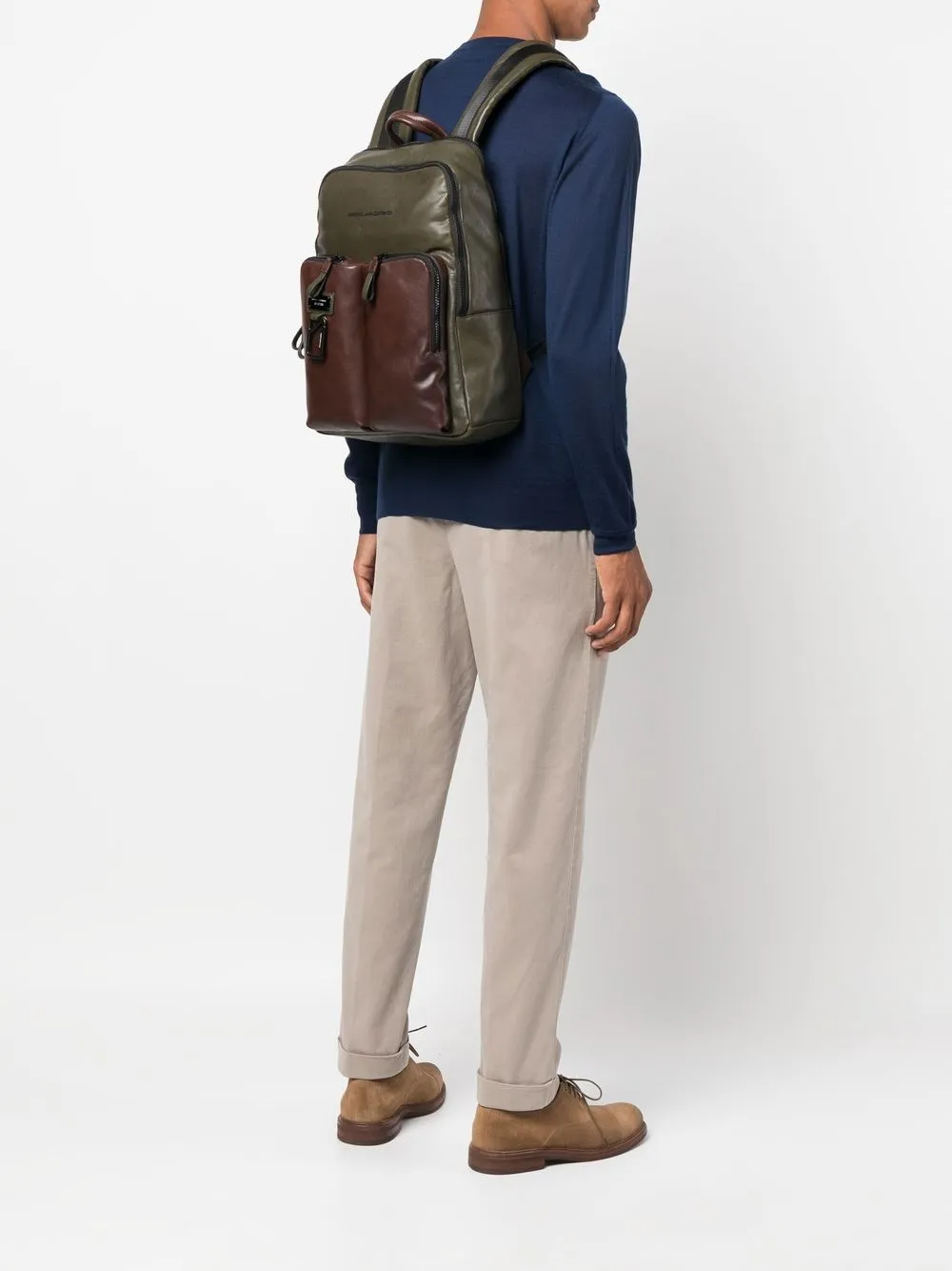 Piquadro Rucksack Mit Logo Schild   Grün 