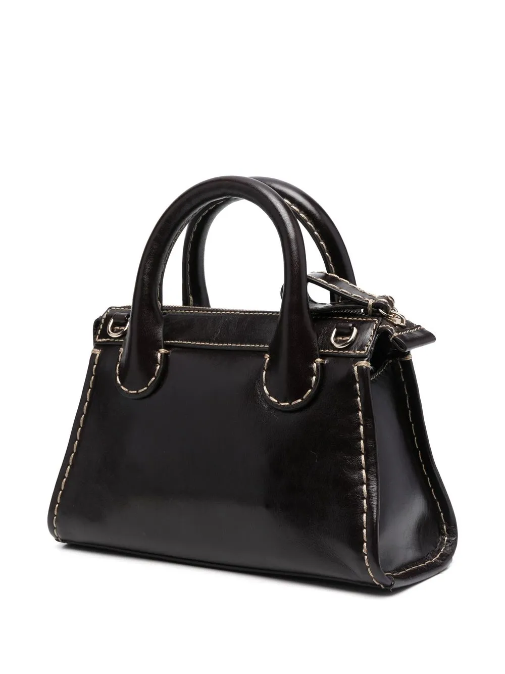 Chloé Leren shopper met logopatch Bruin