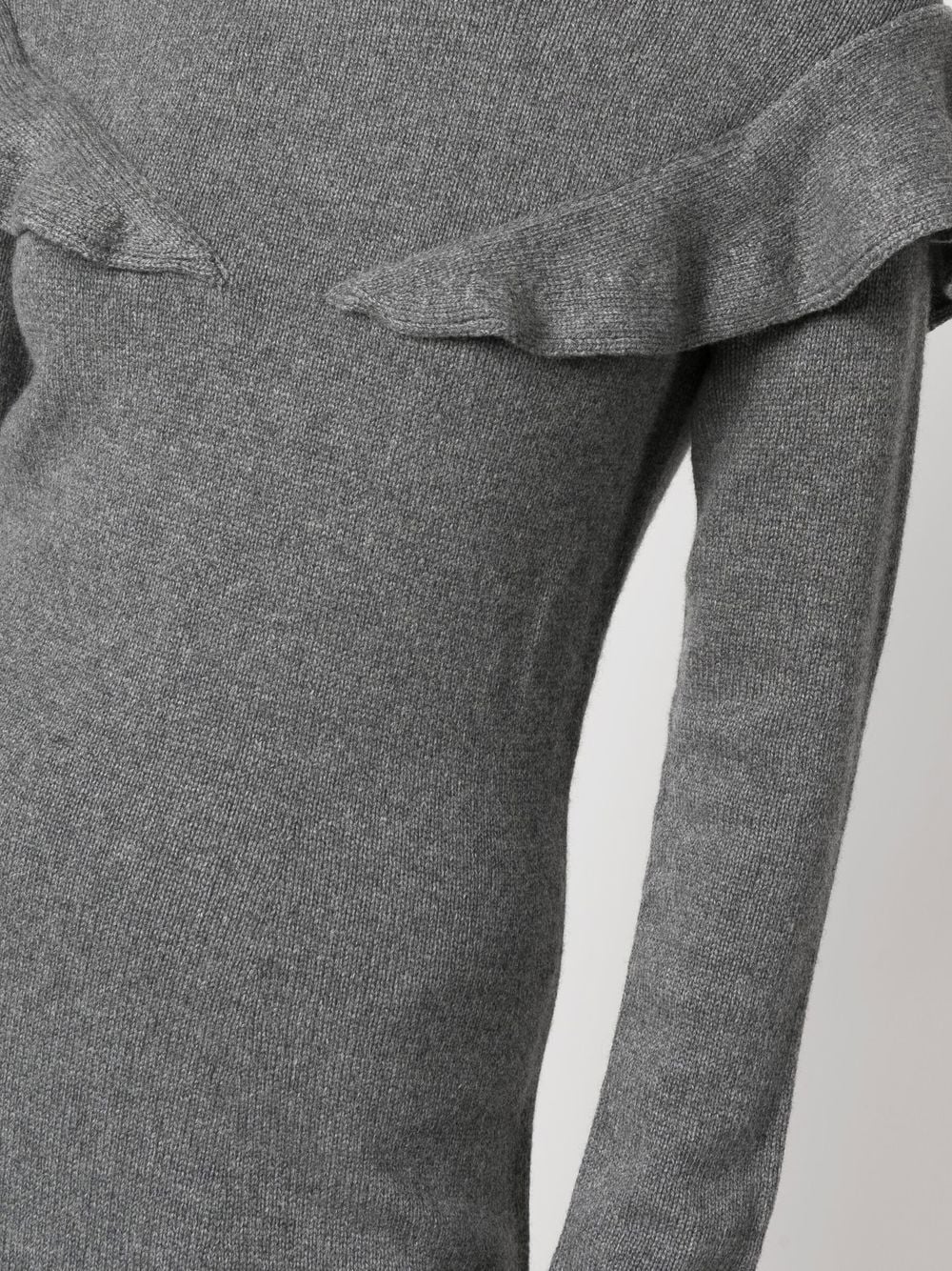 Shop Chloé Ruffle-detail Knitted Midi Dress In Grey