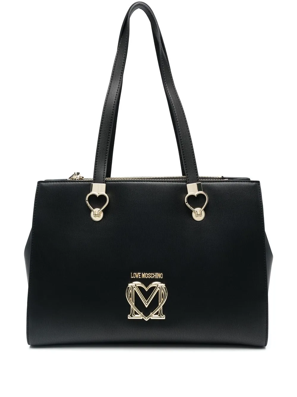 

Love Moschino tote con placa del logo - Negro