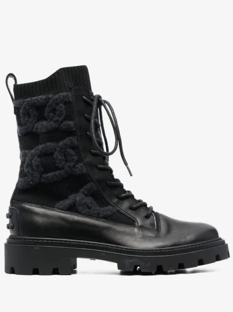 Tod's shearling-logo combat boots