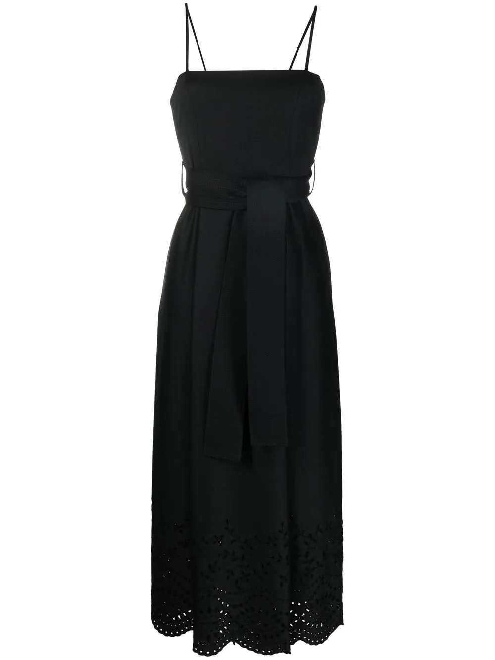 

P.A.R.O.S.H. vestido Lotus con ribete de bordado inglés - Negro