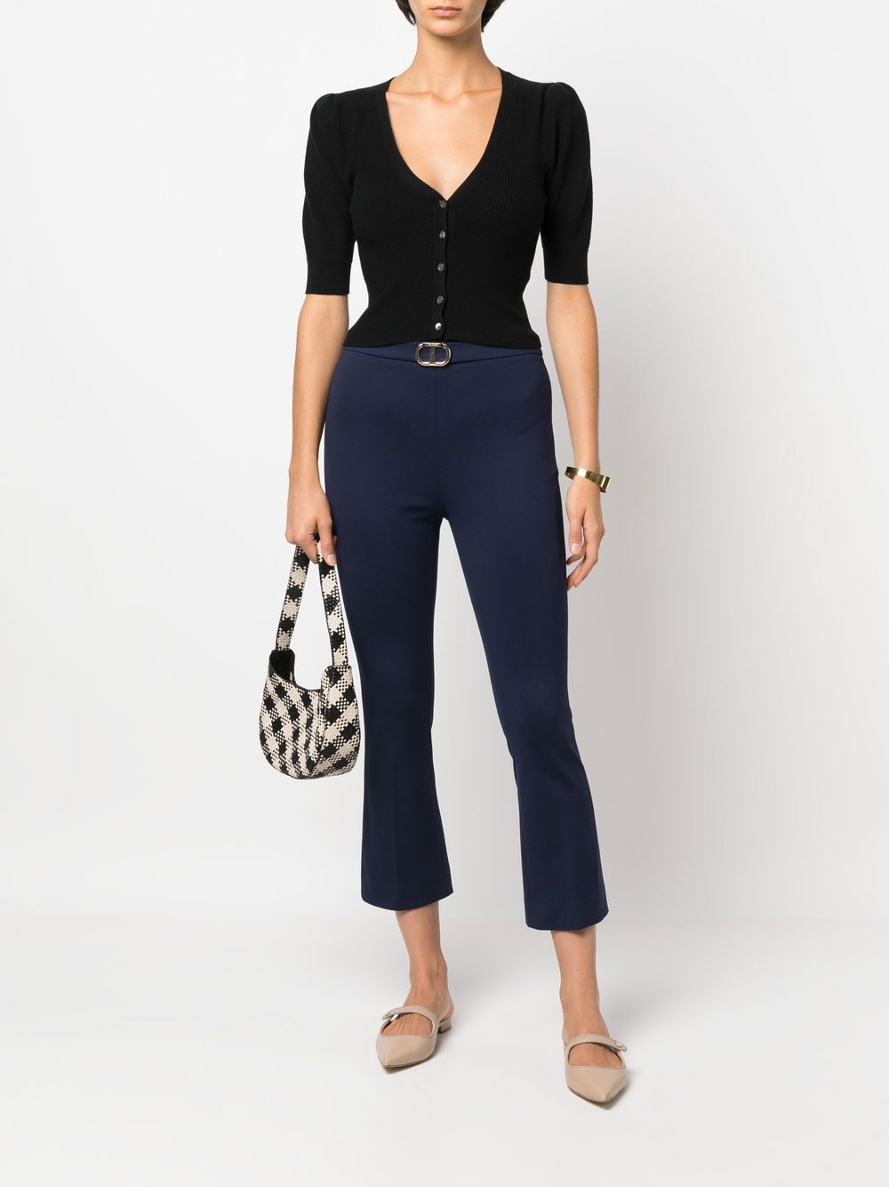 Shop Twinset Cropped Tailored Trousers In Blue