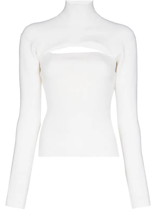 Tom Ford Cut-out Virgin Wool-blend Jumper in Neutrals