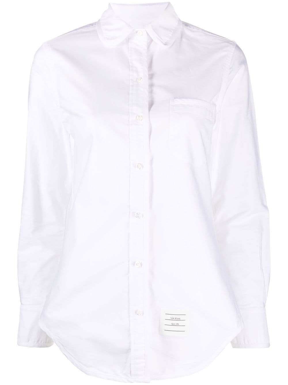 Shop Thom Browne Long-sleeved Cotton Shirt In White
