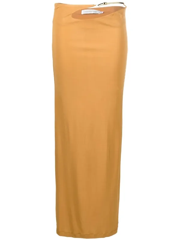 Christopher Esber Sculpted-strap Column Maxi Skirt in Neutrals
