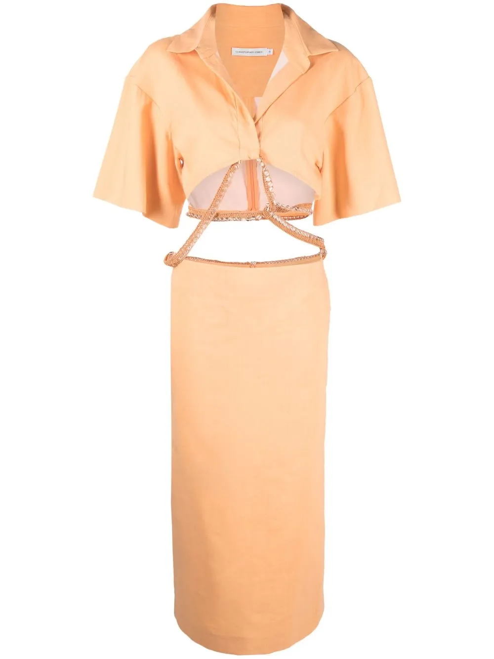 

Christopher Esber strap-detail short-sleeve dress - Orange