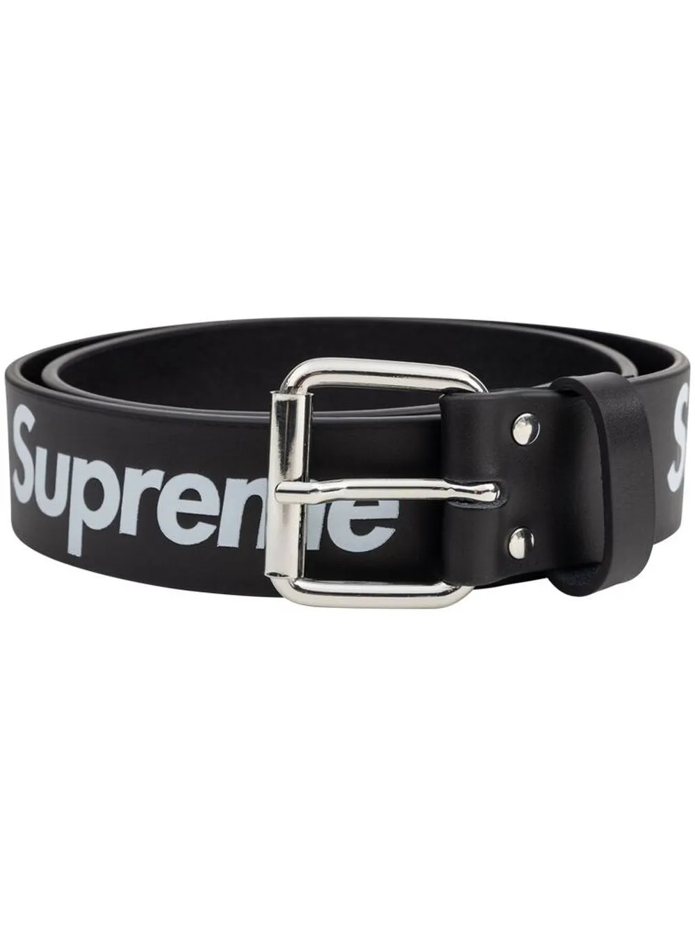 Repeat logo-print leather belt