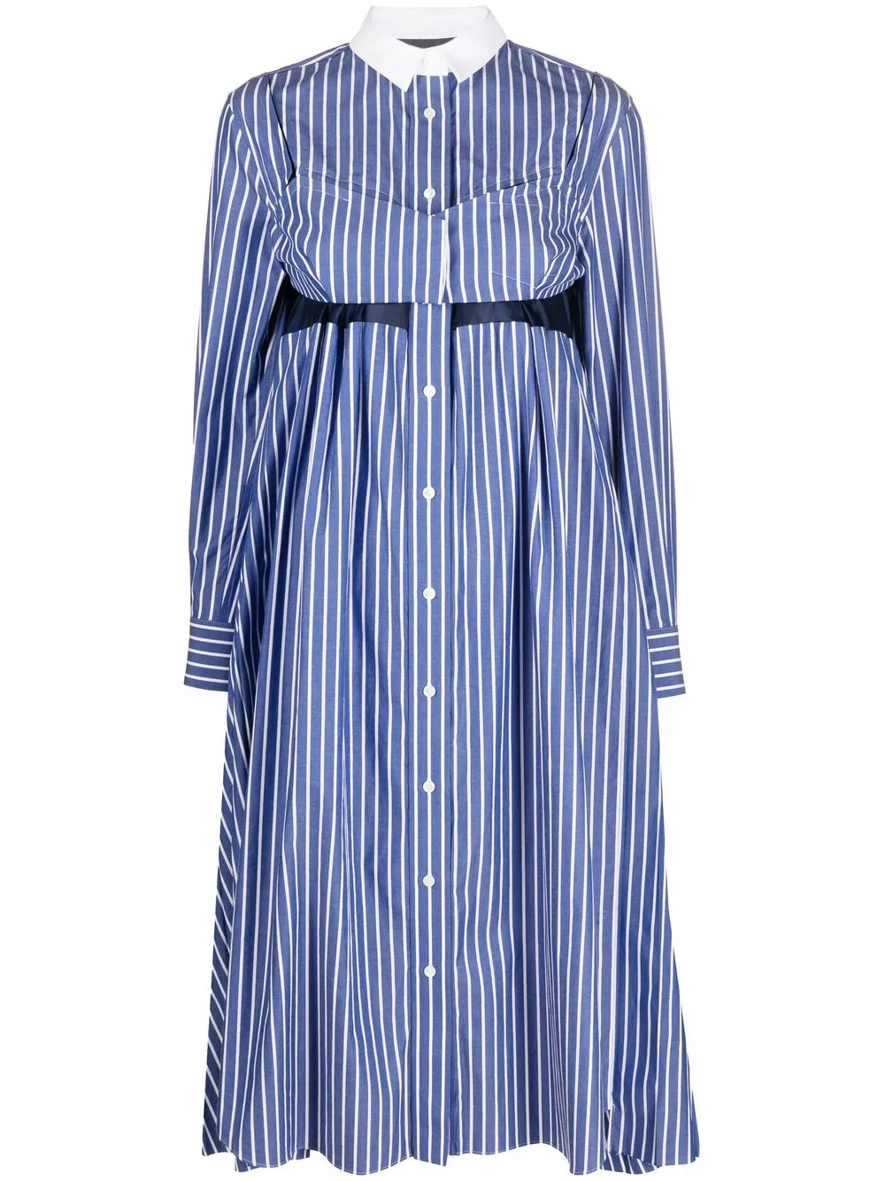 

sacai vestido midi estilo playera con rayas estampadas - Azul