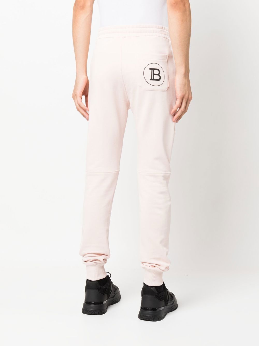 Shop Balmain Logo-print Ribbed Track Pants In Pink
