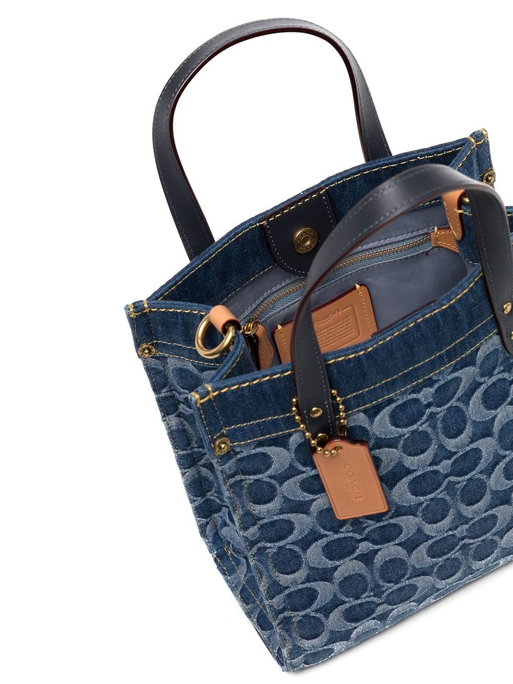 COACH Signature Chambray Canvas Tote Bag 34 in Blue