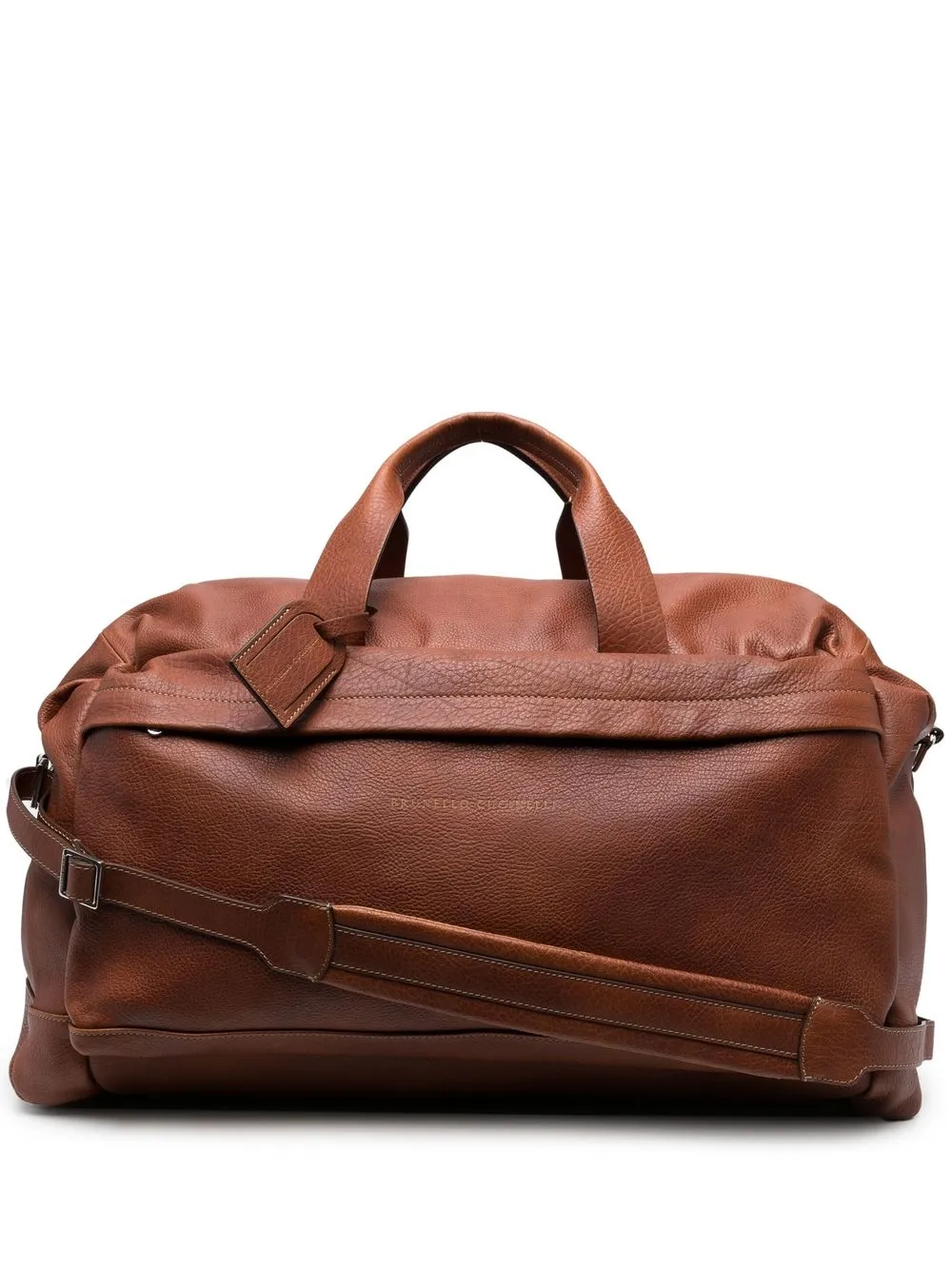 

Brunello Cucinelli embossed-logo detail holdall - Brown