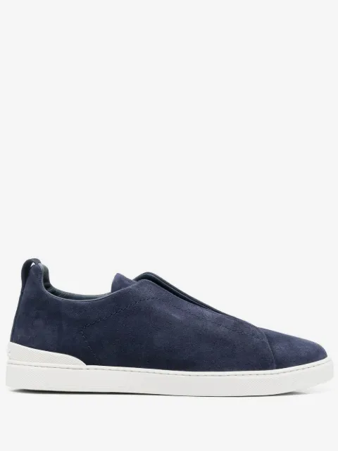 Zegna  Triple Stitch suede slip-ons