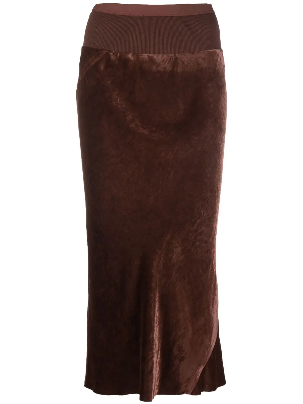 

Rick Owens velvet midi skirt - Brown