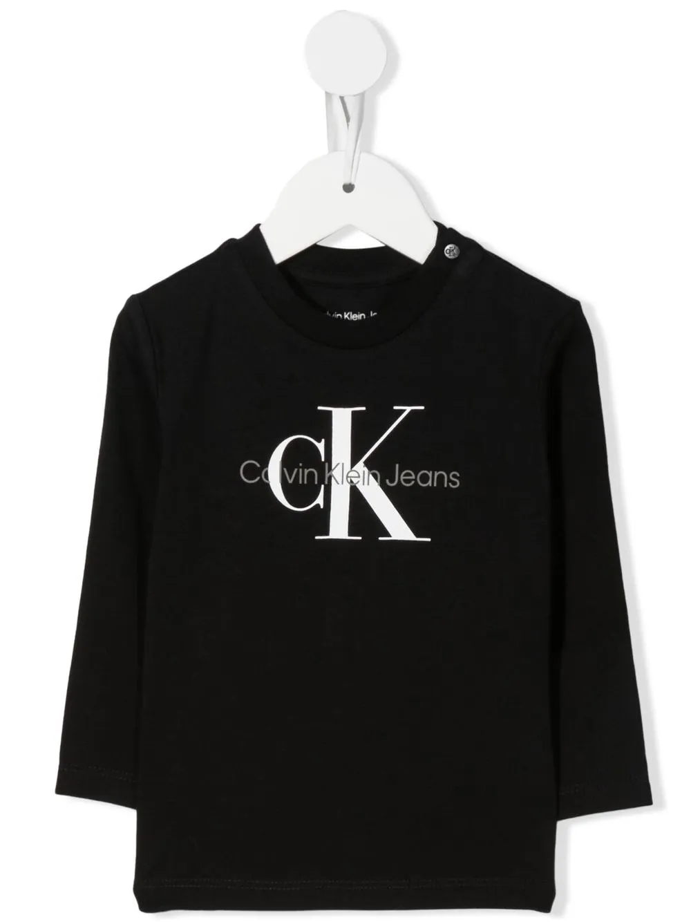 

Calvin Klein Kids playera manga larga con logo estampado - Negro