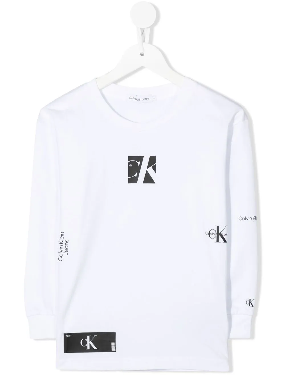 

Calvin Klein Kids playera manga larga con logo estampado - Blanco