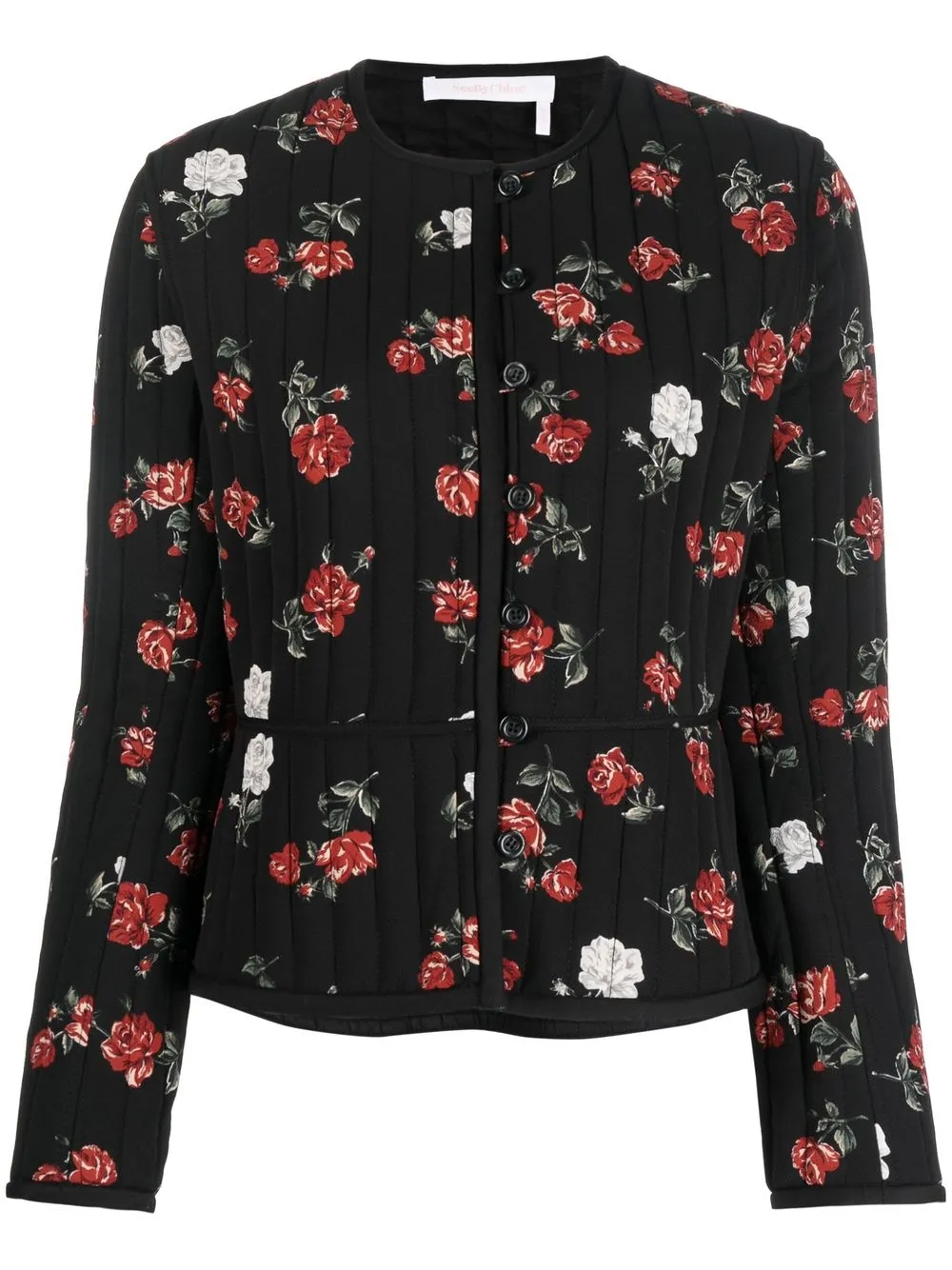 

See by Chloé chamarra con motivo floral - Negro